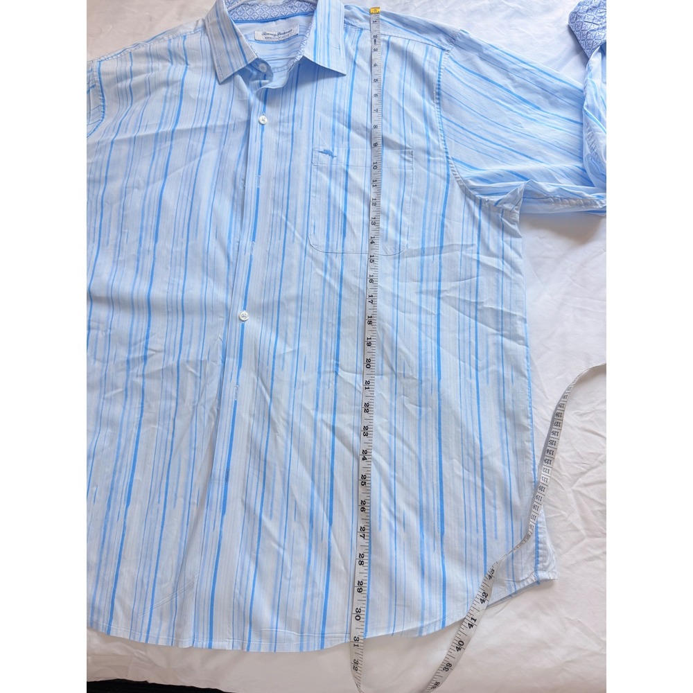 Tommy Bahama Sarasota Stretch Mens Blue White Striped Button Down Shirt L/S - Picture 6 of 11
